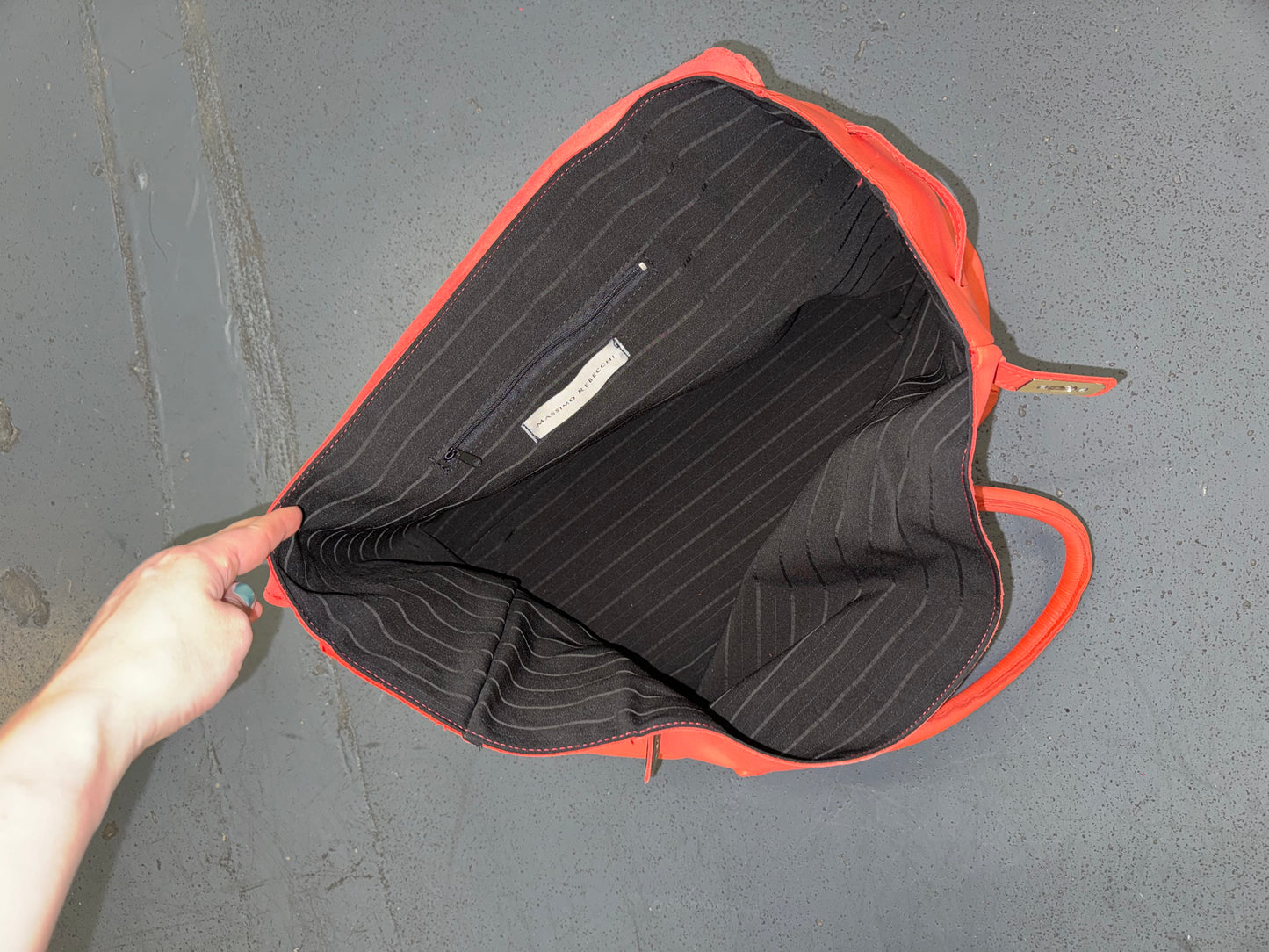 MASSIMO REBECHI Orange Leather Large Travel Tote Bag