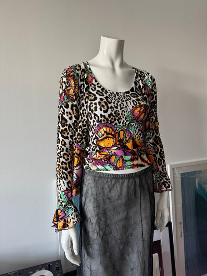 ALBERTO MAKALI Beaded Leopard Top and Cardigan Set