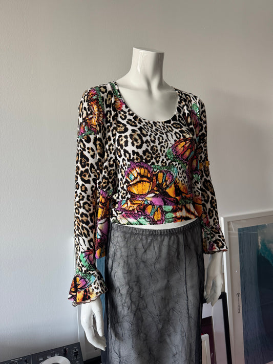 ALBERTO MAKALI Beaded Leopard Top and Cardigan Set