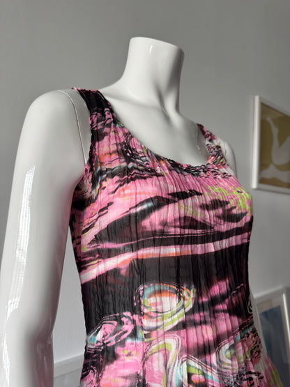 ALBERTO MAKALI Short Sleeve Print Crinkle Top