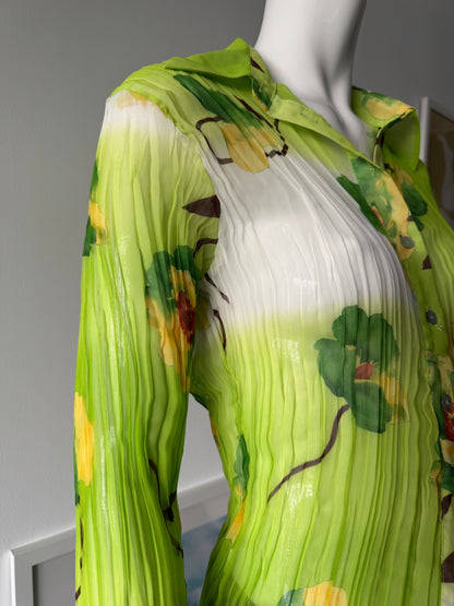 BELINE PARIS Green Pleated Floral Print Blouse