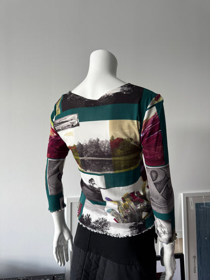 SUZANA PARIS Printed Mesh Long Sleeve Top