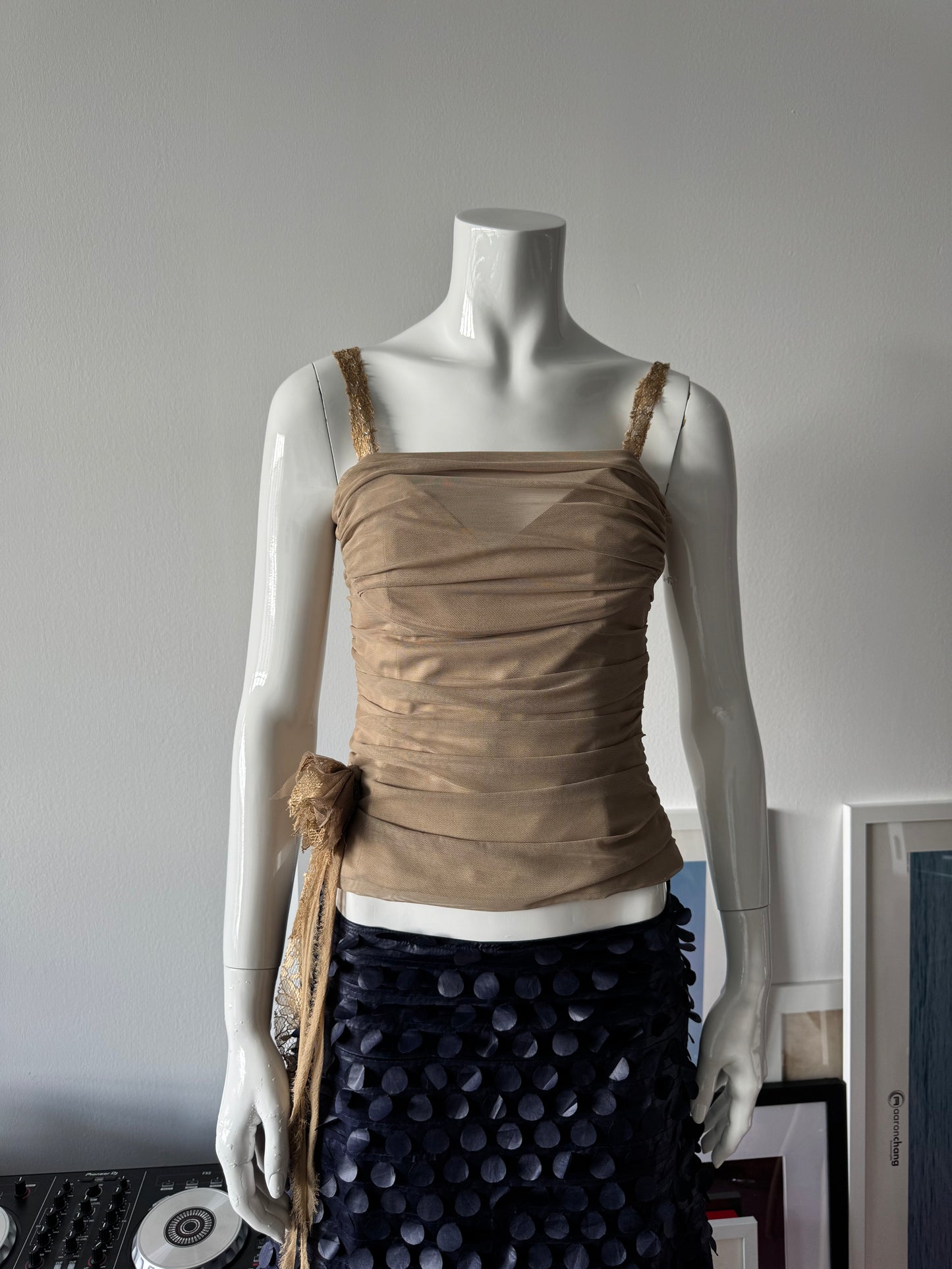 BCBG Beige Mesh Corset Top