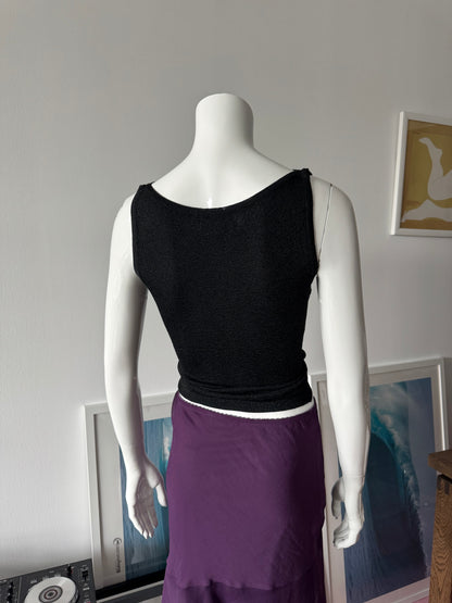 PASSPORT Black Metallic Knit and Sequin Sleeveless Top