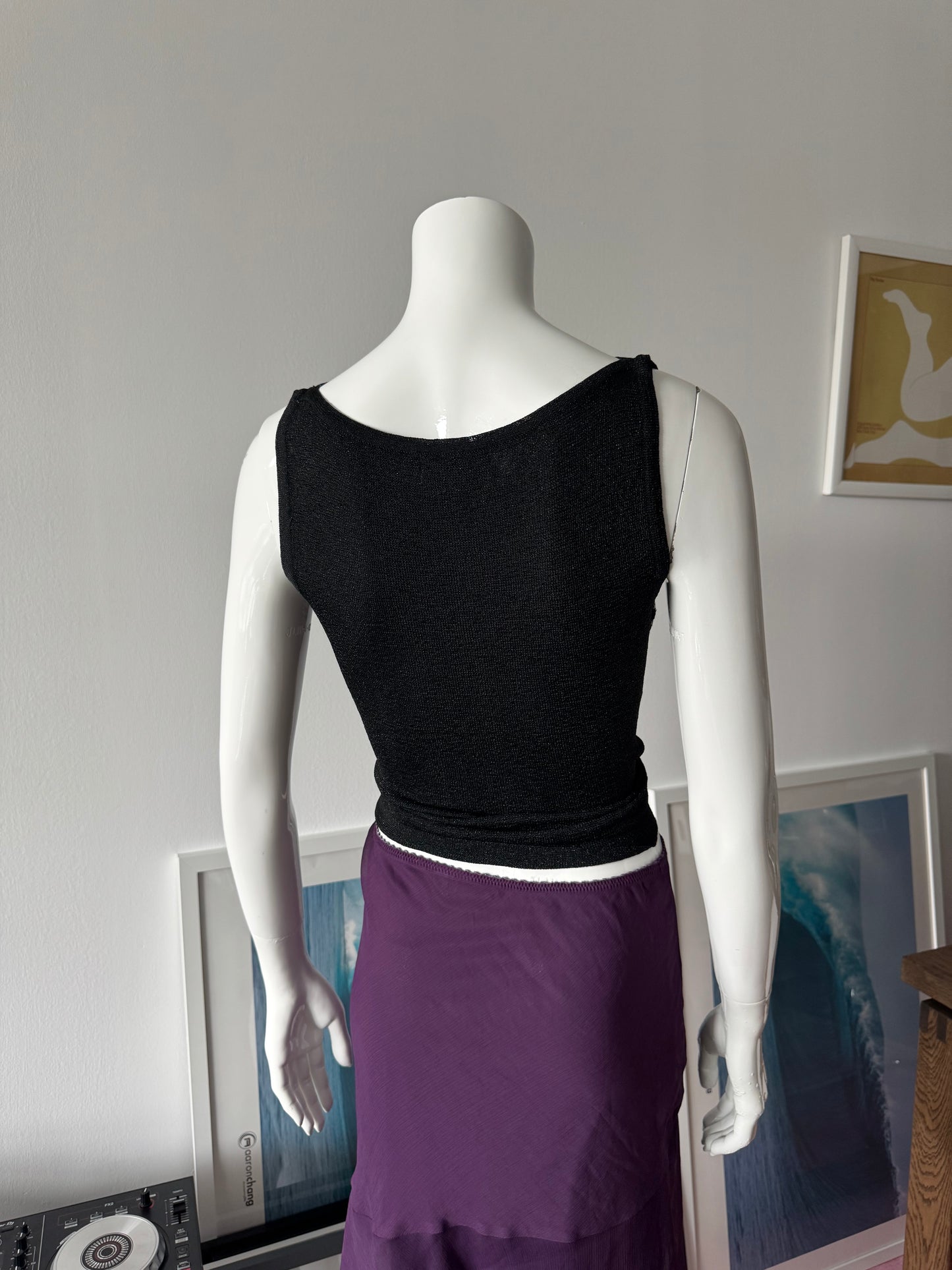 EUROMODA Purple Mesh and Sequin Midi Skirt