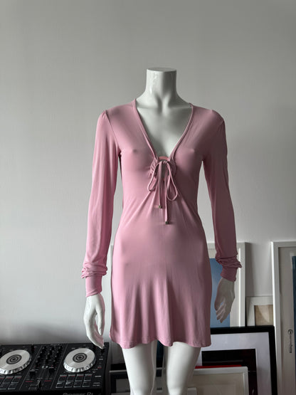 Light Pink O-Ring Long Sleeve Mini Dress