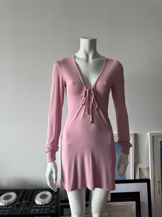 Light Pink O-Ring Long Sleeve Mini Dress